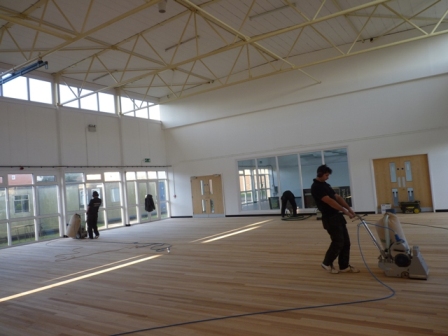 Sport floor during process renovation Wyvern Barracks in Exeter